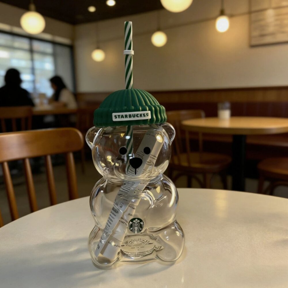 Starbucks Bearista Limited Edition Bear Glass Cold Cup 100% Authentic Rare - Picture 2 of 5